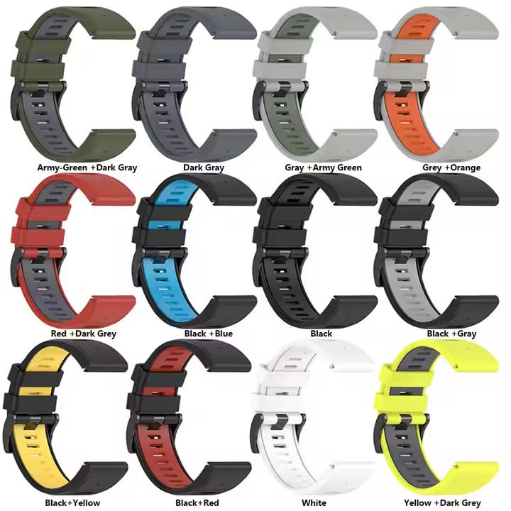 Double Colour Quick Fit Bands For Garmin Waterproof 20mm/22mm/26mm