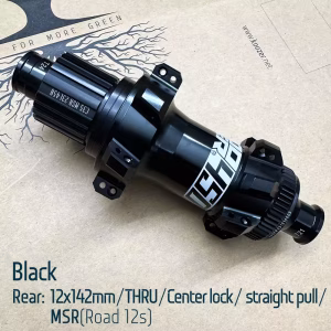 Koozer Hub 450 Road/Gravel Rear Hub Thru Axle 28H Black ( Centre Lock Disc) with HGR(12s) Body , Straight Pull, Rear, Black