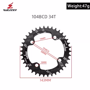 WUZEI 104BCD Mountain Bike Chainrings 34T Alloy CNC Narrow Wide