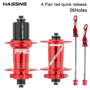 HASSNS PRO7 MTB Hub 6 Pawls 4 Bearing Hub HG 36 Holes Red Hassans [Pair]