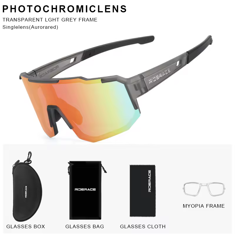 RIDERACE Cycling Glasses UV400 Protection Bicycle Sunglasses Photochromic Polarised Lens Eyewear Outdoor Riding Goggles - Image 5
